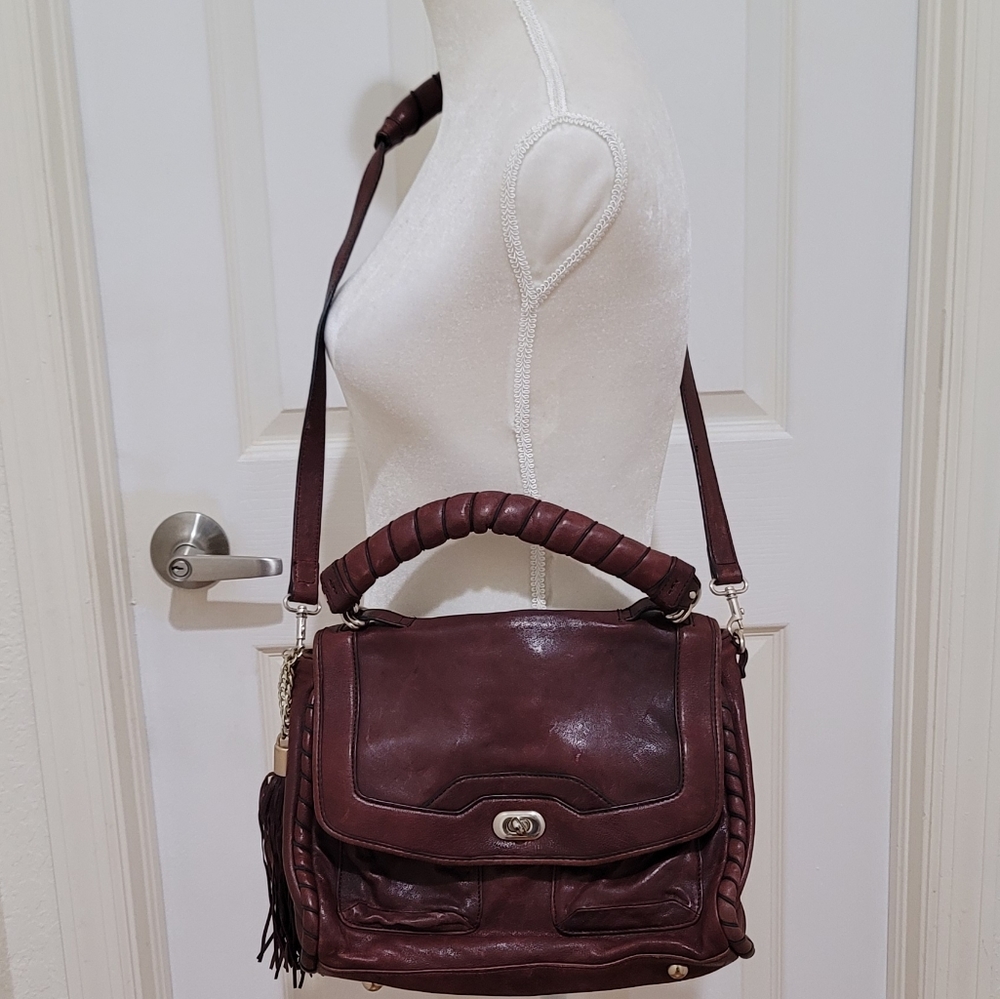 Cynthia Rowley Vintage Burgundy Leather Crossbody Handbag